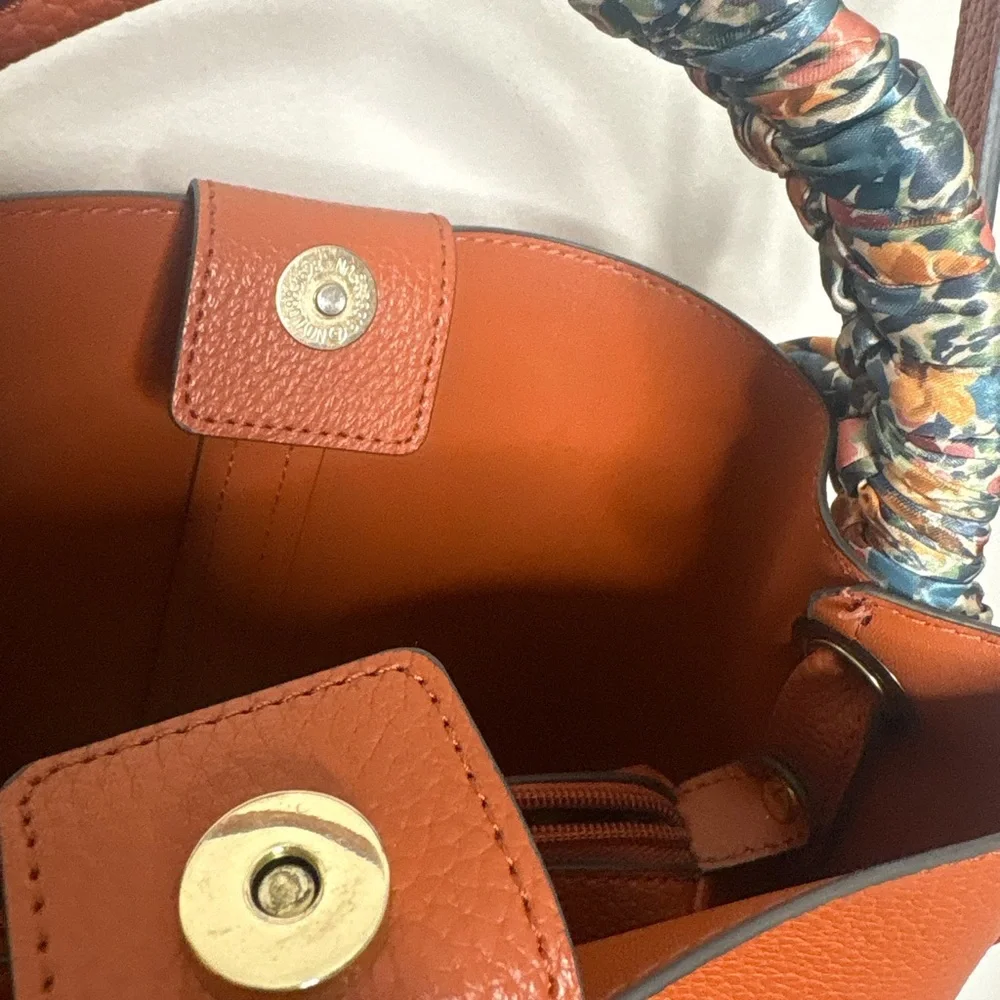 Nanette Lepore Orange Leather Shoulder Bag - Picture 8 of 11